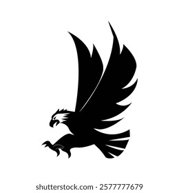 Eagle bird icon. Strong wild eagle vector heraldic emblem with stretched claws. Eagle eagle predator symbol for team mascot shield