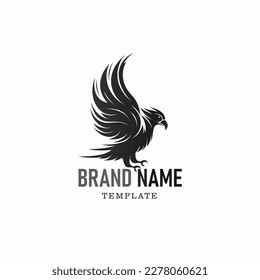 Eagle bird icon. Symbol of eagle hawk predator for sport team mascot shield, company badge, guard service, hunting club label. Vector illustration
