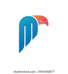 Eagle Bird, letter m Logo Icon Design Symbol Template Flat Style Vector