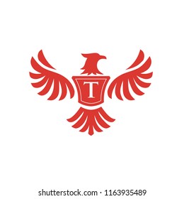 eagle bird with letter T logo vector concept element