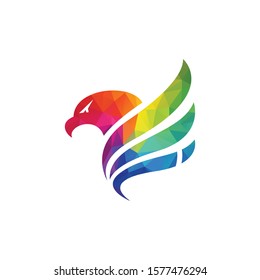 Eagle bird Logo abstract design. Flying Soaring Falcon Logotype concept icon.	
