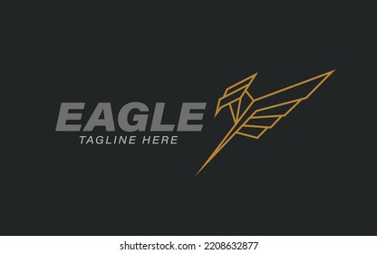 Eagle bird logo design template with line art style illustration
