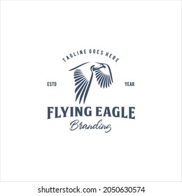 Vintage Retro Flying Eagle Bird Logo Design