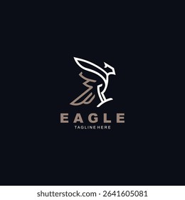 Eagle Bird Logo, Falcon Flying Soaring Geometric Logotype concept symbol design