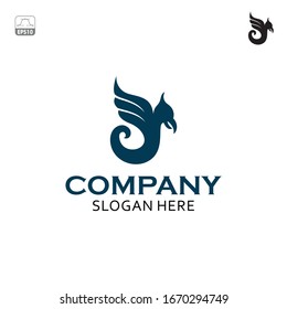 eagle bird logo initial J