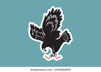 Eagle Bird logo Sticker design vector illustration. Animal nature icon concept. Bird eagle vector, eagle head logo, bird safe sticker design logo.