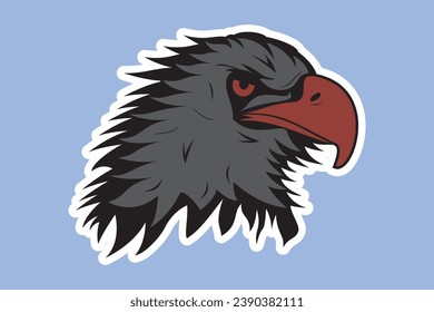 Eagle Bird logo Sticker design vector illustration. Animal nature icon concept. Bird eagle vector, eagle head logo, bird safe sticker design logo.