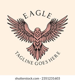 Eagle Bird Logo Vector Graphic Design illustration Vintage style Emblem Symbol and Icon