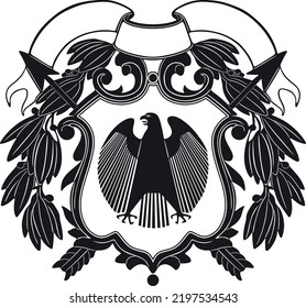 eagle bird logo with vintage frame label handmade design vector