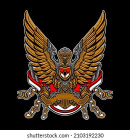 Eagle Bird - Mecha Garuda Illustration Artwork. Design can be use to Tatto, Tshirt or Tee, Sticker, Badge, Wallpaper even related illustration designs.