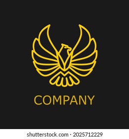 eagle bird mono line logo vector icon illustration