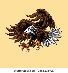 Eagle bird roar flying vector illustration