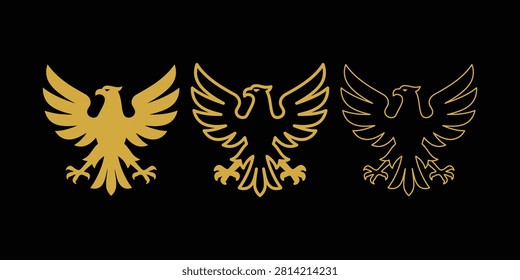 Eagle bird silhouettes collection gold freepik frame style with silhouette