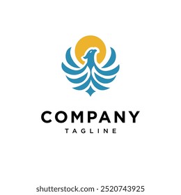 Águila pájaro y el Vector del icono del logotipo del sol