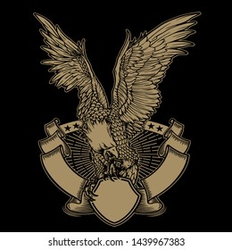 Eagle bird vector design black background , compatible for your logo and company
