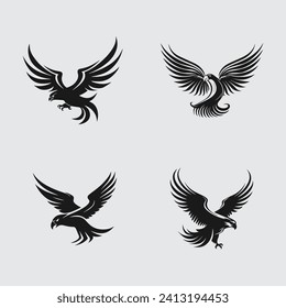 Eagle bird vector silhouette illustration,