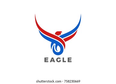 Eagle Bird Wings abstract silhouette Logo design vector template. Mascot tattoo Logotype icon.