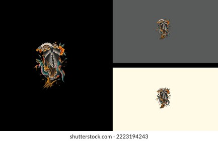 eagle and black cobra vector tattoo design