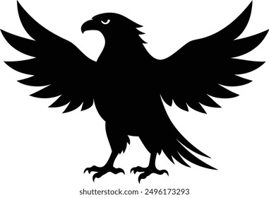 Arte vectorial de la silueta del águila negro Ilustración con fondo blanco