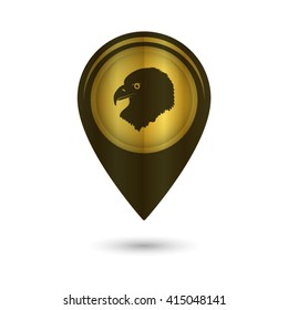 eagle - black vector icon; golden  map pointer
