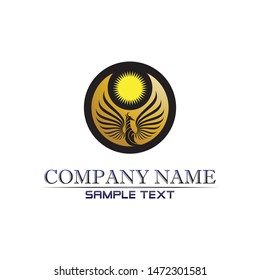 eagle Black wing and sun logo symbol for a professional designer
