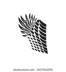 Eagle black wings icons. Wings badges. Vector illustration.