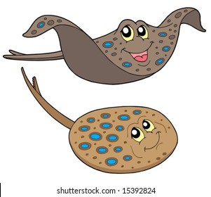 Eagle and blue spotted ray - vector illustration.
