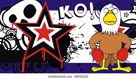 eagle boxer cartoon background in vector format