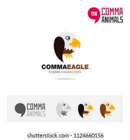 Eagle brid concept icon set and modern brand identity logo template and app symbol based on comma sign