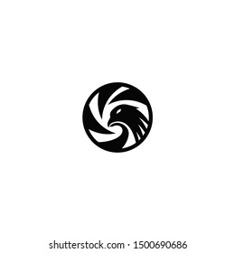 Eagle camera shutter symbol shape icon logo design, simple color template design.