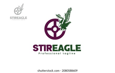 Adler Auto-Lenkrad Logo Design. Vektorgrafik