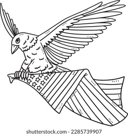  Eagle Carrying Flag Isolated Coloring Page