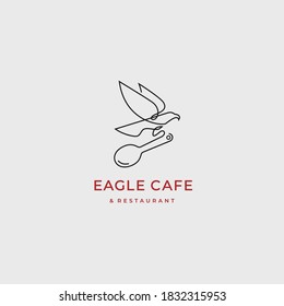 Águila con un concepto de diseño de símbolo de icono de cuchara. Buen uso para la empresa de comida, restaurante, logo de café. Ilustración del vector objeto aislado en el fondo