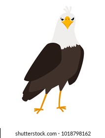 Eagle cartoon bird icon on white background, vector illustration