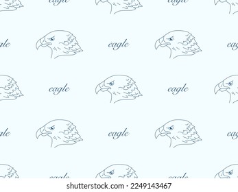 Personaje de dibujos animados de águila patrón sin fisuras sobre fondo azul