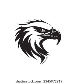 Eagle in cartoon, doodle style. 2d illustration in logo, icon style. Black and white