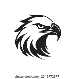 Eagle in cartoon, doodle style. 2d illustration in logo, icon style. Black and white