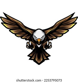 Eagle cartoon mascot character flying