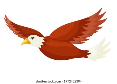 Eagle in cartoon style. Bird vector illustration. The image is isolated on a white background. Baby illustration
