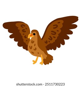 Ilustração de vetor de desenhos animados de águia isolada sobre fundo branco. Personagem de zoológico de pássaro