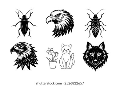 eagle, cat, tiger vector design