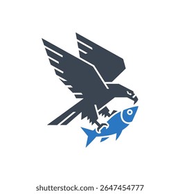 Eagle catching a fish in mid-flight icon