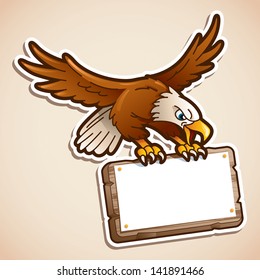 Eagle catching a sign