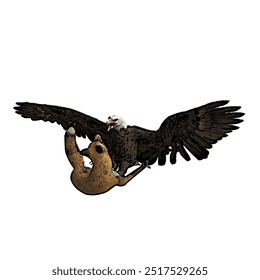 Eagle caught the fox animal ilustration vector design 