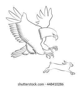 Eagle chases on the rabbit