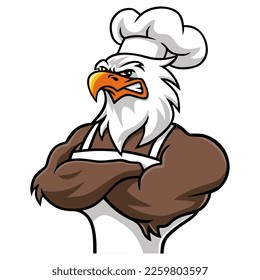 Eagle Chef Mascot Character Design Logo Vector Template