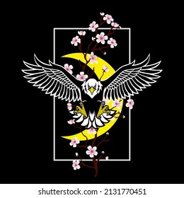 Eagle Cherry blossoms art design  