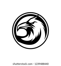 Eagle circle gaming logo design isolated vector illustration
