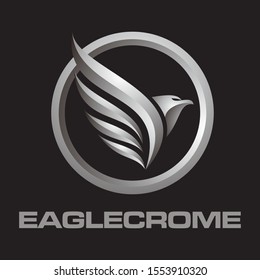 Eagle Circle Silver Logo Icon Vector