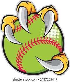 Eagle claw  holding a baseball, vector illustration